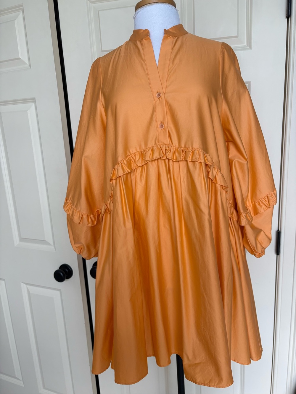 Devotion TWINS Orange Ruffle Babydoll Mini Dress